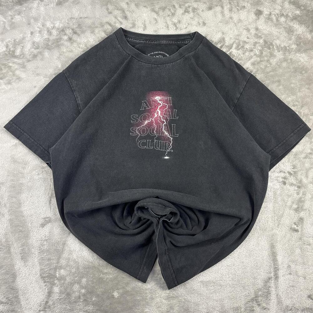 Anti Social Social Club ASSC Save Your Tears Black Twista Lightning Tee Size M